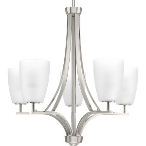 Progress Lighting Leap 5-Light Chandelier, Brushed Nickel, Glass Shades - 1 of 2