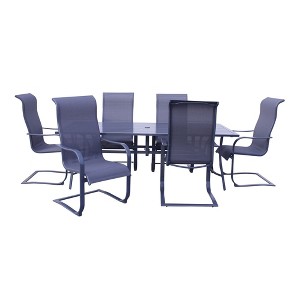 Courtyard Casual Santa Fe 7 pc Spring Sling 84" Rectangle Dining Set  Includes one Rectangle table and 6 Spring Chairs - 1 of 4