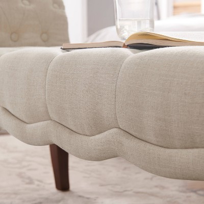 Madison 50" Off-White Polyester Tufted Roll Arm Bench