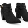 Allegra K Women's Round Toe Buckle Decor Cross Strap Block Heels Ankle Boots - 2 of 4