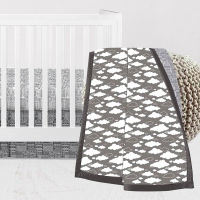 Bacati - Clouds in the City White/Gray 3 pc Crib Bedding Set
