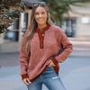 Women's Round Neck Long Sleeve Henley Sweater - Cupshe - 4 of 4