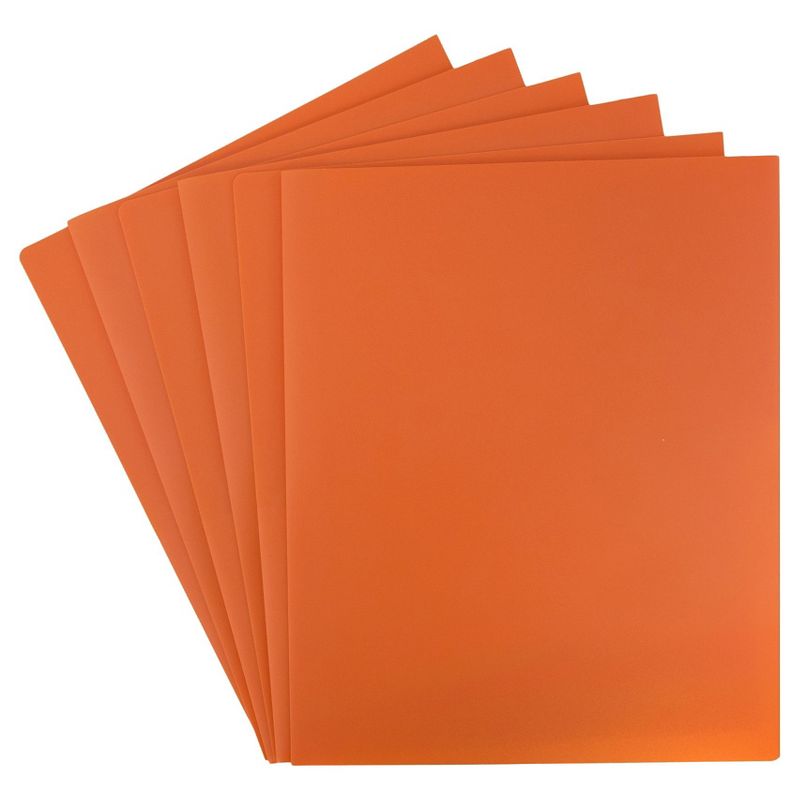 JAM 6pk 2 Pocket Heavy Duty Plastic Folders - Orange, 5 of 10
