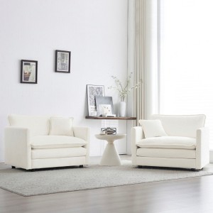 Modern Pair of Plush Chenille Lounge Chairs with Removable Cushions - 1 of 3