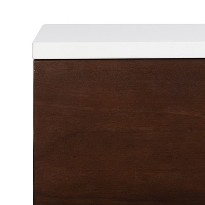 Genevieve 54" White and Walnut TV Stand with Gold Legs