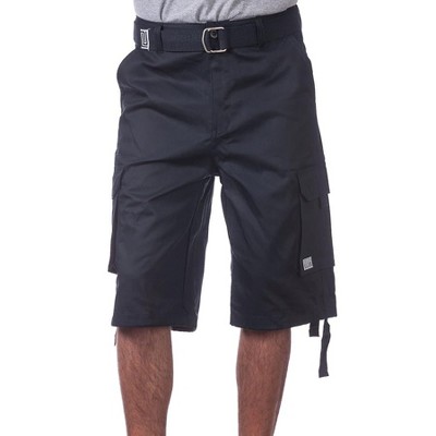 Pro Club Men's Cotton Classic Straight Leg Twill Cargo Shorts with Belt