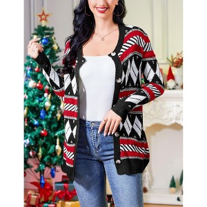 Ugly Christmas Sweaters Cardigans for Women Soft Comfy Holiday Long Sleeve Wintertime Fuzzy Pullover Xmas Knit Sweaters - 1 of 4