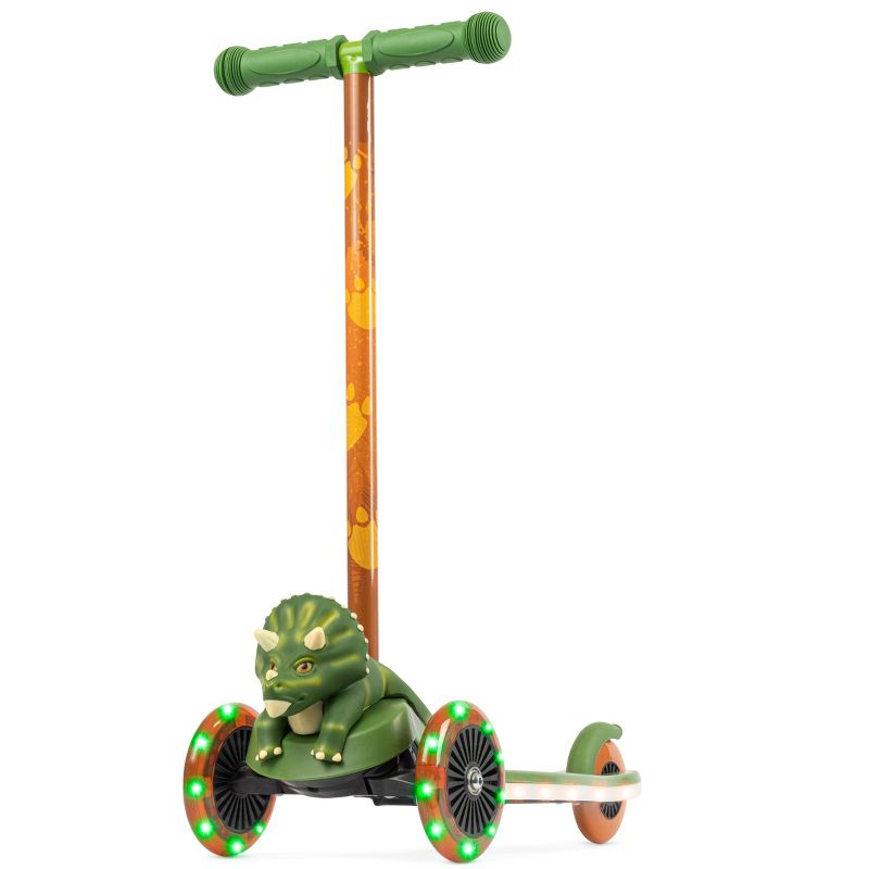 Voyager Triceratops 3D Tilt and Turn Kids Scooter with Light Up Deck and Wheels, 1 of 11