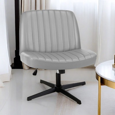 GlasFlength Task and Chairs Seating, Cross Legged Seating Sets, No Wheels Armless Swivel Home Office Chair, Gray, 25.98"*19.45"*34.45"