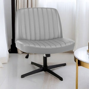 GlasFlength Task and Chairs Seating, Cross Legged Seating Sets, No Wheels Armless Swivel Home Office Chair, Gray, 25.98"*19.45"*34.45" - 1 of 4