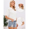 INSPIRE CHIC Women's V Neck Short Sleeve Eyelet Elasticized Cuffs Pleated Summer Casual Blouses - 2 of 4