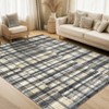 Indoor Modern Area Rugs Retro Striped Plaid Distressed Carpet For Living Room Bedroom Washable Soft Floor Mat Office Home Decor - 2 of 4