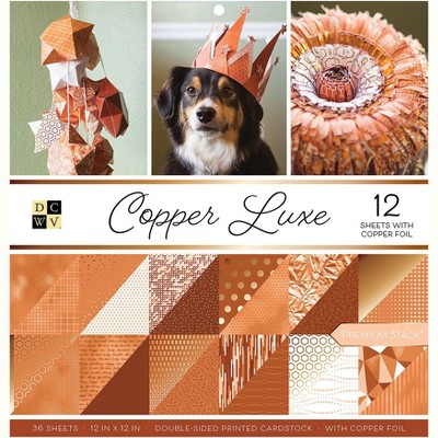 DCWV Double-Sided Cardstock Stack 12"X12" 36/Pkg-Copper Luxe, 18 Des/2 Each, 12 W/Foil