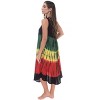 Riviera Sun Womens Tie Dye Summer Dress - Beach Cover Up with Embroidery - Rasta Color Dresses for Women  - Red Green Yellow Black - 2 of 3