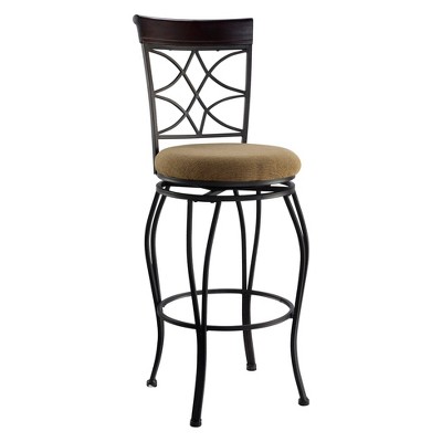 29.9" Curves Back Barstool Metal/Brown - Linon