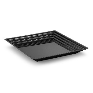 Smarty Had A Party 16" x 16" Black Square with Groove Rim Plastic Serving Trays (24 Trays) - 1 of 1