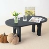 48" Modern Coffee Table Oval Coffee Table With Solid Wood Arched Legs For Living Room-Tanpinhause - 2 of 4