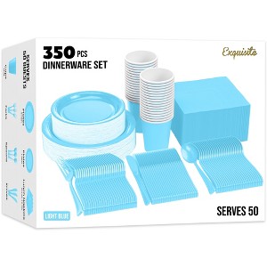 Crown Display 350-Piece Disposable Dinnerware Set – Paper Plates, Paper Cups, Napkins, Plastic Forks, Knives & Spoons – Serves 50 Guests - 1 of 4