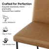 Vipbear 15.6"Hight Dining Chairs Set of 2, Modren Upholstered Linen Fabric Chairs with Backrest and Adjustable Metal Legs,White/Brown - 3 of 4