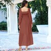 Anna-Kaci Women's Smocked Long Sleeve Swiss Dot Lined Maxi Tie Neck Square Detail Dress - 3 of 4