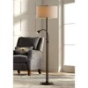 Possini Euro Design Traverse Modern Floor Lamp with LED Gooseneck Reading Light 64" Tall Oil Rubbed Bronze Oatmeal Drum Shade for Living Room Bedroom - 2 of 4