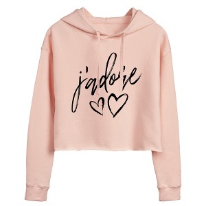 Women's - Instant Message - J'adore Cropped Graphic Hoodie : Target
