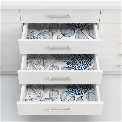 Navy Floral Garden Peel and Stick Wallpaper, Self-Adhesive Vinyl