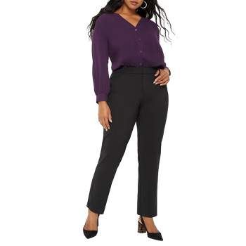 ELOQUII Women's Plus Size Tall Kady Fit Double-Weave Pant - 24, Red