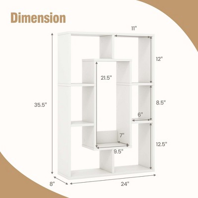 White Geometric 7-Cube Wood Bookshelf with Anti-Toppling Device
