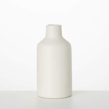Sullivans 10.5" Matte White Bottle Vase, Ceramic