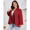 Womens Plus Size Blazers Adjustable Long Sleeve Classic Draped Open Front Lightweight Cardigans Jacket - 3 of 4
