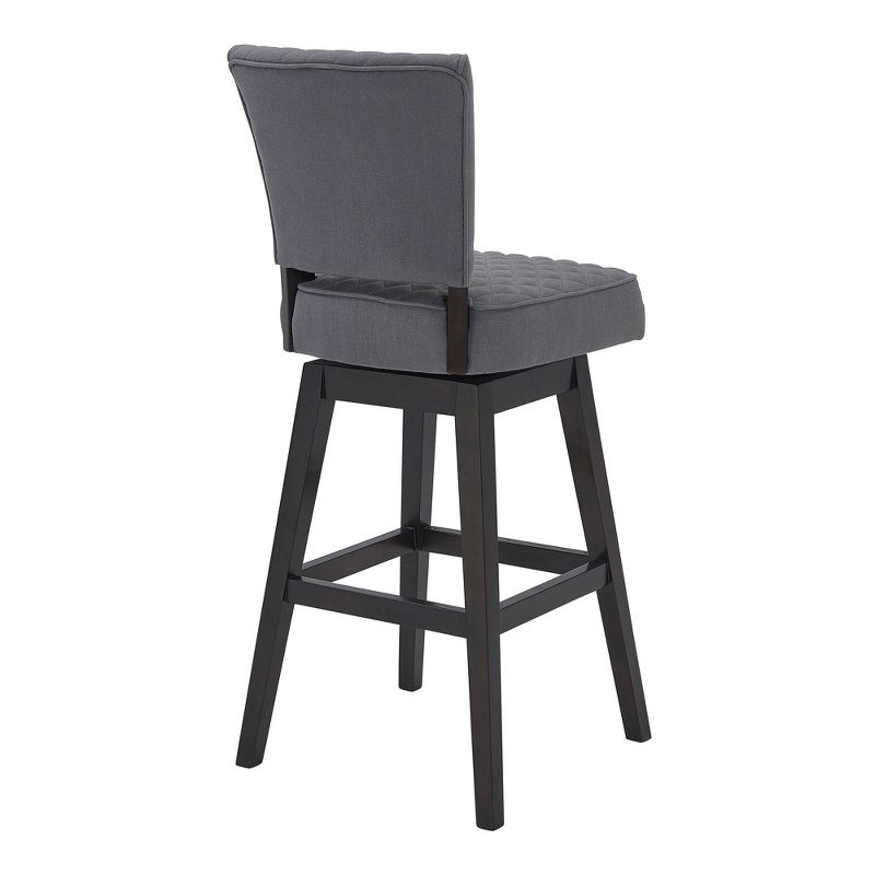 26&#34; Gia Tufted Faux Leather Wood Swivel Counter Height Barstool Gray - Armen Living, 4 of 12