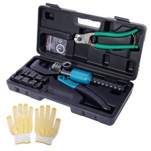 COWLOWN Black Steel Hand Crimper Tool with 9 Pairs Dies and 1 Pair Glove - 1 of 4