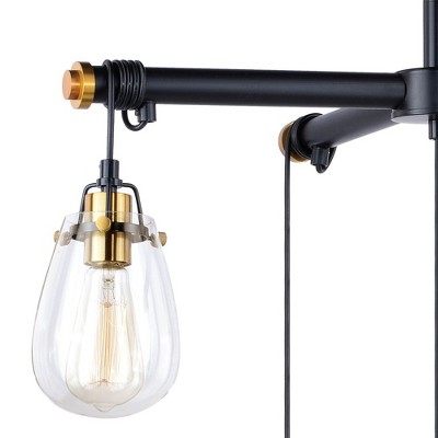 Kassidy Industrial 5-Light Chandelier in Black and Natural Brass