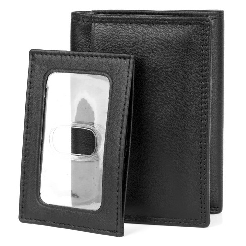 Alpine Swiss Thin Front Pocket Wallet Business Card Case 2 ID Window 6 Card  Slot - Alpine Swiss