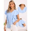 INSPIRE CHIC Women's Ruffled Short Sleeve V Neck Button Down Summer Casual Blouses - 2 of 4