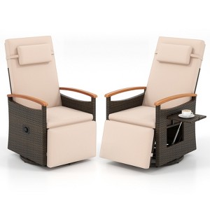 Tangkula 2PCS Outdoor 360° Swivel Rattan Recliner Chair Patio Wicker Chaise Lounge Chair - 1 of 4