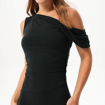 one shoulder dress target Victoria Beckham Target Orange Scallop One Shoulder Dress XL Ruffle Bow