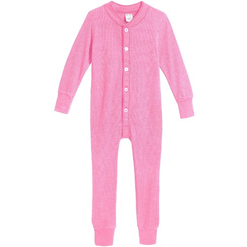 City Threads USA-Made Boys and Girls Soft & Cozy Thermal One-Piece Union  Suit | Medium Pink - 3/6M