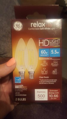 Ge 2pk 10w 60w Equivalent Relax Led Hd Light Bulbs Soft White : Target