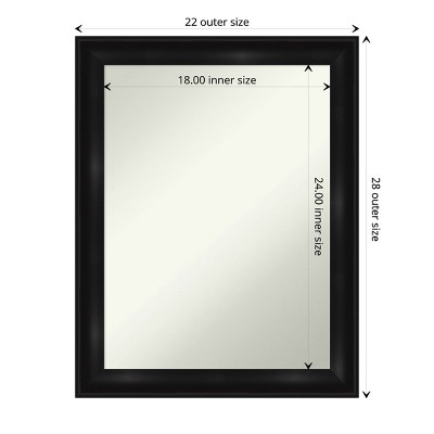 Grand Black Narrow 22" x 28" Non-Beveled Bathroom Vanity Mirror