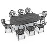(9-PC)Premium Black Cast Aluminum Patio Set - Weather-Resistant Outdoor Table & Chairs with Beige Cushions, Umbrella Hole Included - 3 of 4