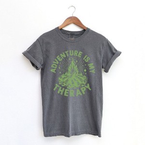 Simply Sage Market Women's Adventure Is My Therapy Short Sleeve Garment Dyed Tee - 1 of 2