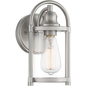 John Timberland Avani Rustic Farmhouse Outdoor Wall Light Fixture Brushed Nickel 10 1/4" Clear Glass for Exterior Barn Deck House Porch Yard Patio - 1 of 4