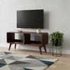 HomeRoots 39" Brown Solid Wood Enclosed and Open Storage TV Stand - 2 of 4