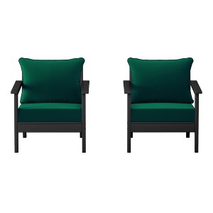 WestinTrends Avalon Outdoor Modern HDPE Patio Club Chairs with Deep Seat Cushions (Set of 2) - 1 of 4