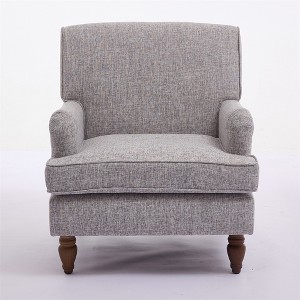 OUTSUPPLY Vintage Upholstered Armchair with Linen Fabric & Antique Wood Legs, Accent Chair for Living Room, Bedroom Reading Corner - 1 of 4