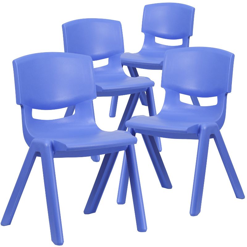 Flash Furniture 4 Pack Blue Plastic Stackable School Chair with 15.5'' Seat Height, 1 of 11
