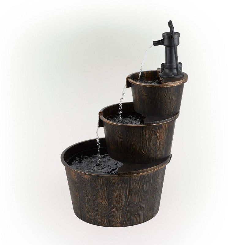 40&#34; Three Tier Pump and Barrels Fountain Brown - Alpine Corporation, 5 of 9