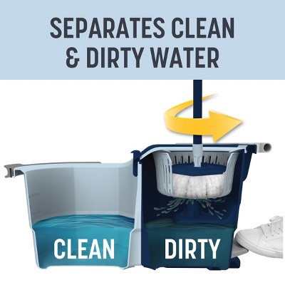 Casabella Dual-Bucket Blue and White Spin Mop System with Extra Refill